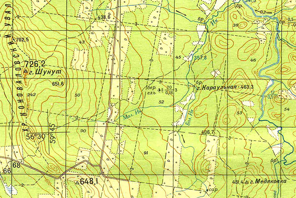 Карта горы Шунут, Старик-Камень, и Дед-Камень